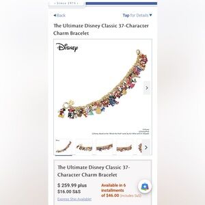 Disney character charm braclet